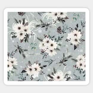 December Winter Floral Sticker